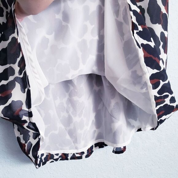 Trina Turk Leopard Print Necktie Silk Sleeveless Blouse - Picture 3 of 7